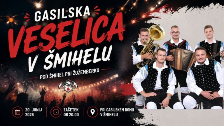 🔥 GASILSKA VESELICA V ŠMIHELU 🔥 20. junij 2026 • Ansambel Utrip — PGD Šmihel pri Žužemberku