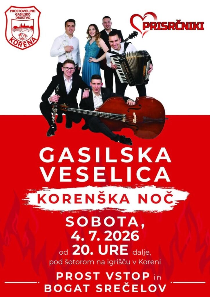 Gasilska veselica “Korenška Noč 2026” z ansamblom Prisrčniki