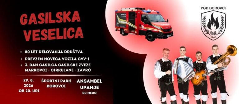 Predaja novega vozila GVV-1 in veselica z ansamblom Upanje — PGD Borovci